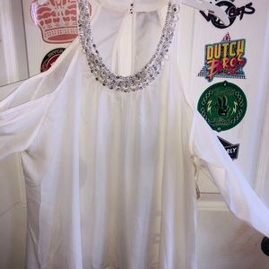 White rhinestone blouse
